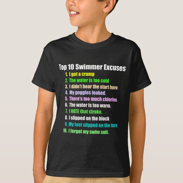 Top Ten Swimmers Excuses (Front)