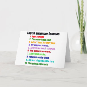 Top Ten Swimmers Excuses Card