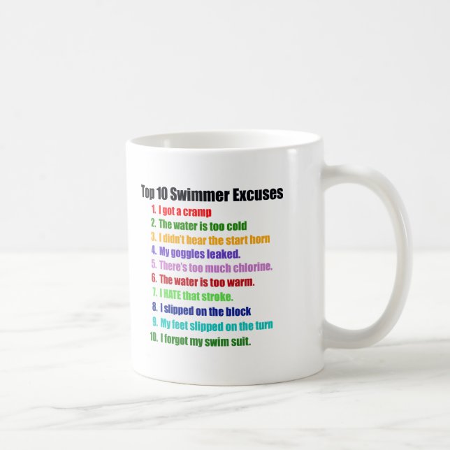 Top Ten Swimmers Excuses Coffee Mug (Right)