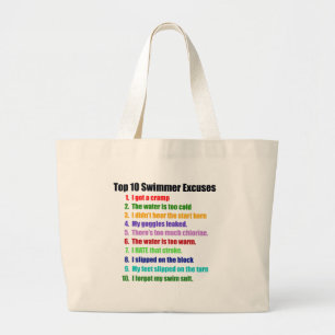 Top Ten Swimmers Excuses Large Tote Bag