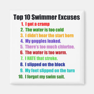Top Ten Swimmers Excuses Magnet