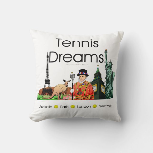 TOP Tennis Dreams Throw Pillow (Front)