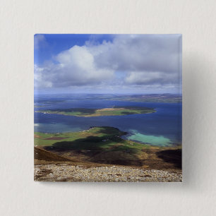 Top view: burra sound, graemsay & orkney mainland 2 inch square button