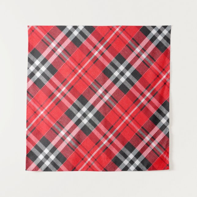 Top view of tartan cloth pattern on the table in r tapestry (Front)