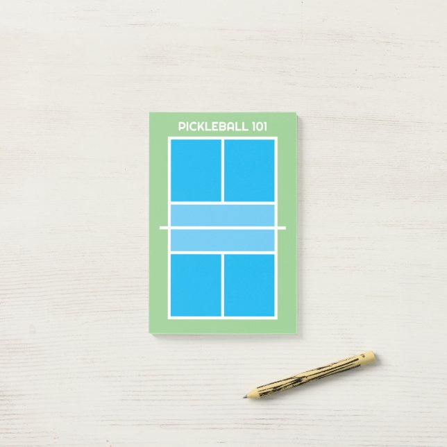 Top view pickleball court lines training coach post-it notes (On Desk)
