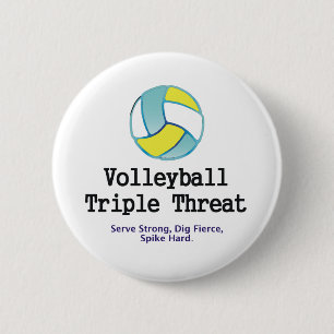 TOP Volleyball Triple Threat 2 Inch Round Button