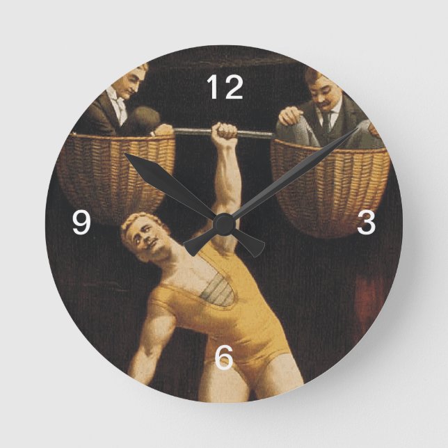 TOP Weightlifting Old School Round Clock (Front)