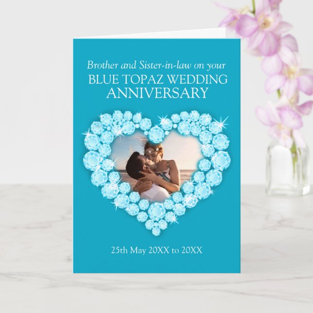 Topaz 4th wedding anniversary brother photo card (Orchid)