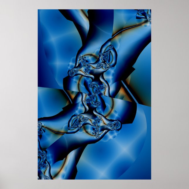 Topaz | Blue and White Fractal Art Poster (Front)