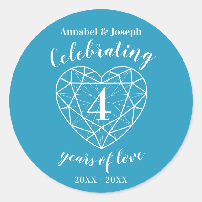Topaz blue anniversary 4 years of love stickers (Front)