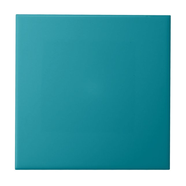 Topaz Blue Personalized Aqua Teal Colour Backgroun Tile (Front)