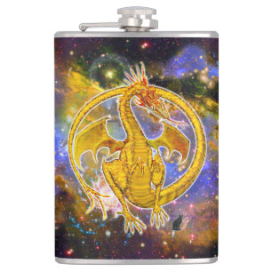 Topaz Cosmic Dragon Hip Flask