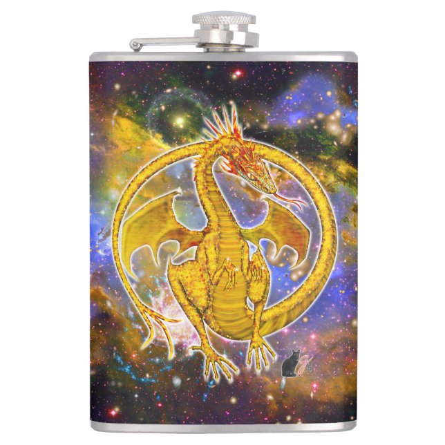 Topaz Cosmic Dragon Hip Flask (Front)