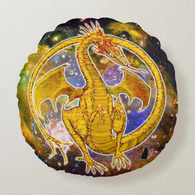 Topaz Cosmic Dragon  Round Pillow (Front)