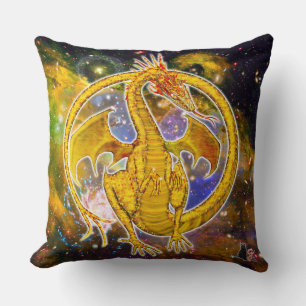 Topaz Cosmic Dragon Throw Pillow