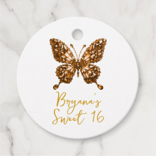 Topaz Crystal Butterfly November Birthstone Favour Tags