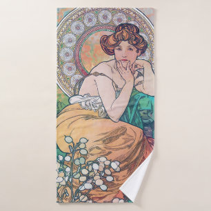 Topaz (Four Jewels), Alphonse Mucha Bath Towel