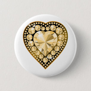 Topaz Gem Heart 2 Inch Round Button