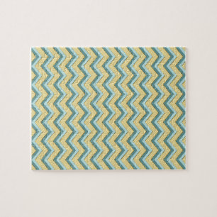 Topaz Glitter Chevron Pattern Jigsaw Puzzle