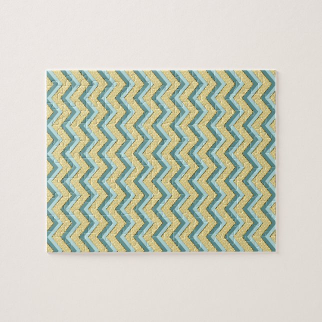 Topaz Glitter Chevron Pattern Jigsaw Puzzle (Horizontal)