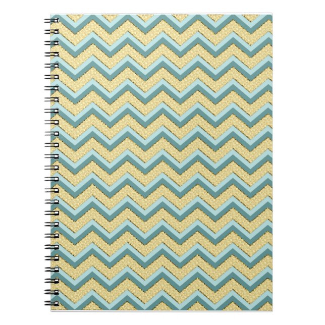 Topaz Glitter Chevron Pattern Notebook (Front)