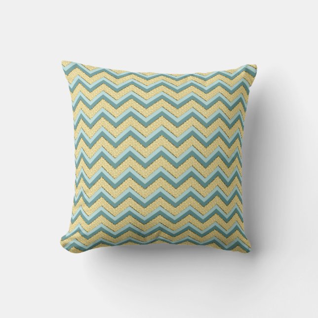 Topaz Glitter Chevron Pattern Throw Pillow (Front)