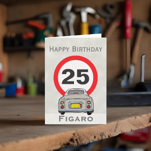 Topaz Mist Figaro Car Happy Birthday Card