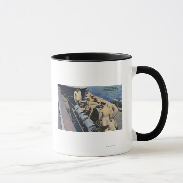 Topedo Boat Crew Prepares Depth Charge - US Navy Mug (Right)