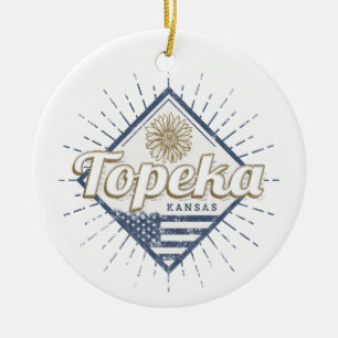 Topeka City Kansas United States Sunflower USA Ceramic Ornament