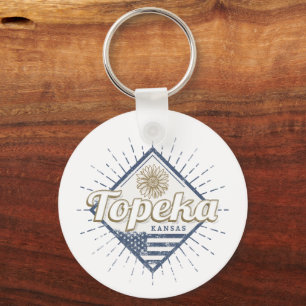 Topeka City Kansas United States Sunflower USA Keychain