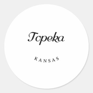 Topeka Kansas Black Font Classic Round Sticker