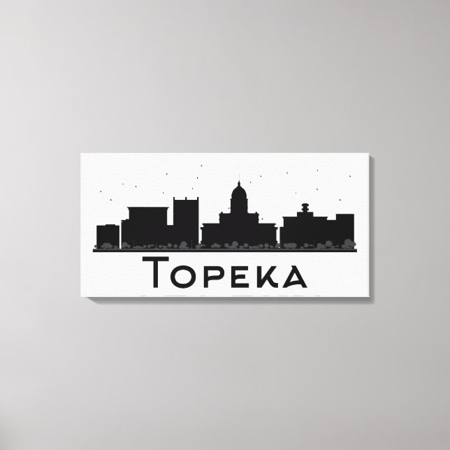 Topeka, Kansas | Black & White City Skyline Canvas Print (Front)