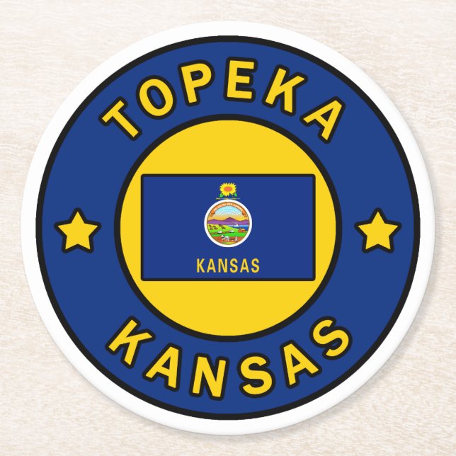 Topeka Kansas Round Paper Coaster (Front)