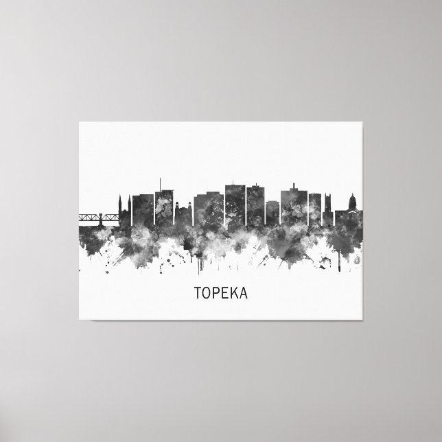 Topeka Kansas Skyline BW Canvas Print (Front)