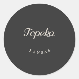 Topeka Kansas White Font Classic Round Sticker