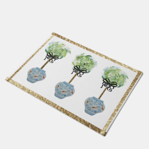 Topiacés Bleu et Blanc Gingembre Jar Porte tapis