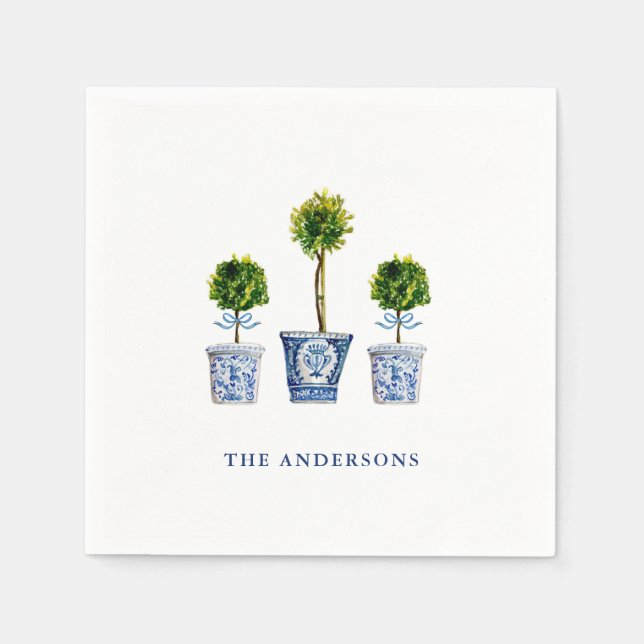 Topiaries in Blue & White pot Party  Napkin (Front)