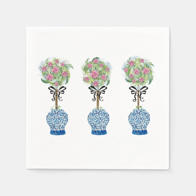 Topiary Blue and White Ginger Jar Doormat Rug Napkin (Front)