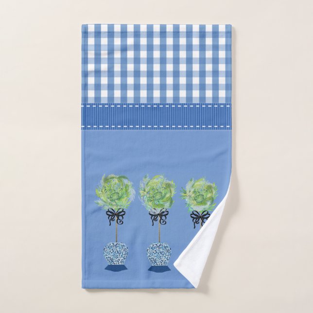 Topiary Blue and White Ginger Jars Jar Hand Towel (Hand Towel)