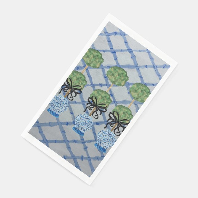 Topiary Blue Ginger Jars Guest Napkins  (Corner)