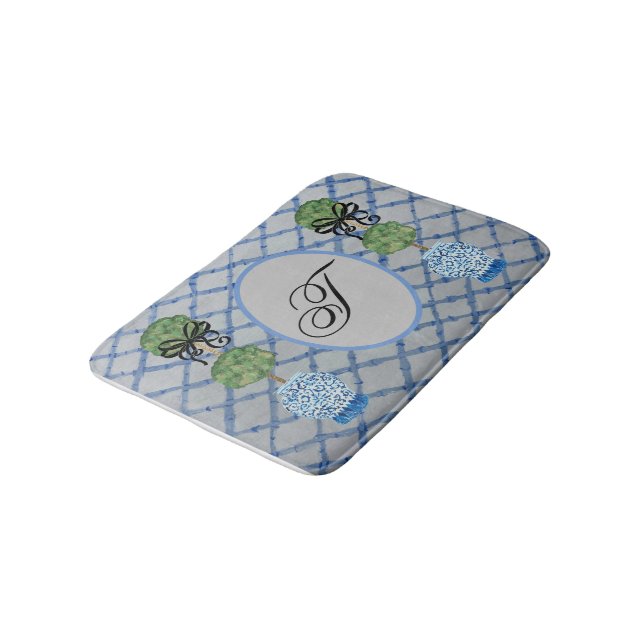 Topiary Blue Ginger Jars Jar Rug Bath Mat (Angled)
