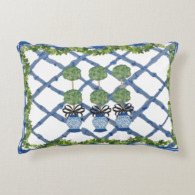 Topiary Chinoiserie Ginger Jar Jars Lumbar  Accent Pillow (Front)