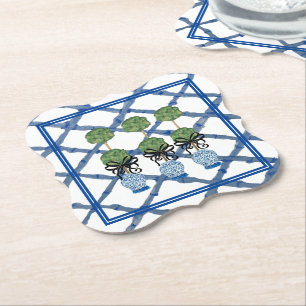 Topiary Chinoiserie Ginger Jar Paper Coaster