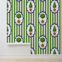 Topiary Garden Green Cabana Stripe Peel & Stick 