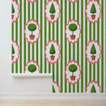 Topiary Garden Green Cabana Stripe Peel & Stick 