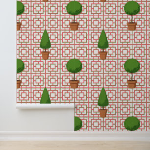 Topiary Pink Bamboo Lattice Peel & Stick Wallpaper