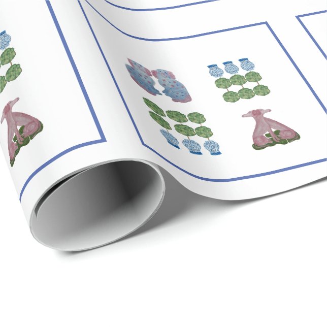 Topiary Staffordshire Dogs Ginger Jar Wrapping Paper (Roll Corner)