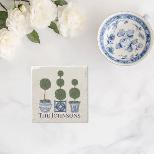 Topiary Tree Chinoiserie Trio  Stone Coaster