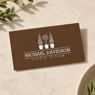 Topiary Trio Gardener Landscaping Brown Business Card