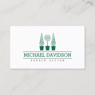 Topiary Trio Gardener Landscaping Dark Green Business Card